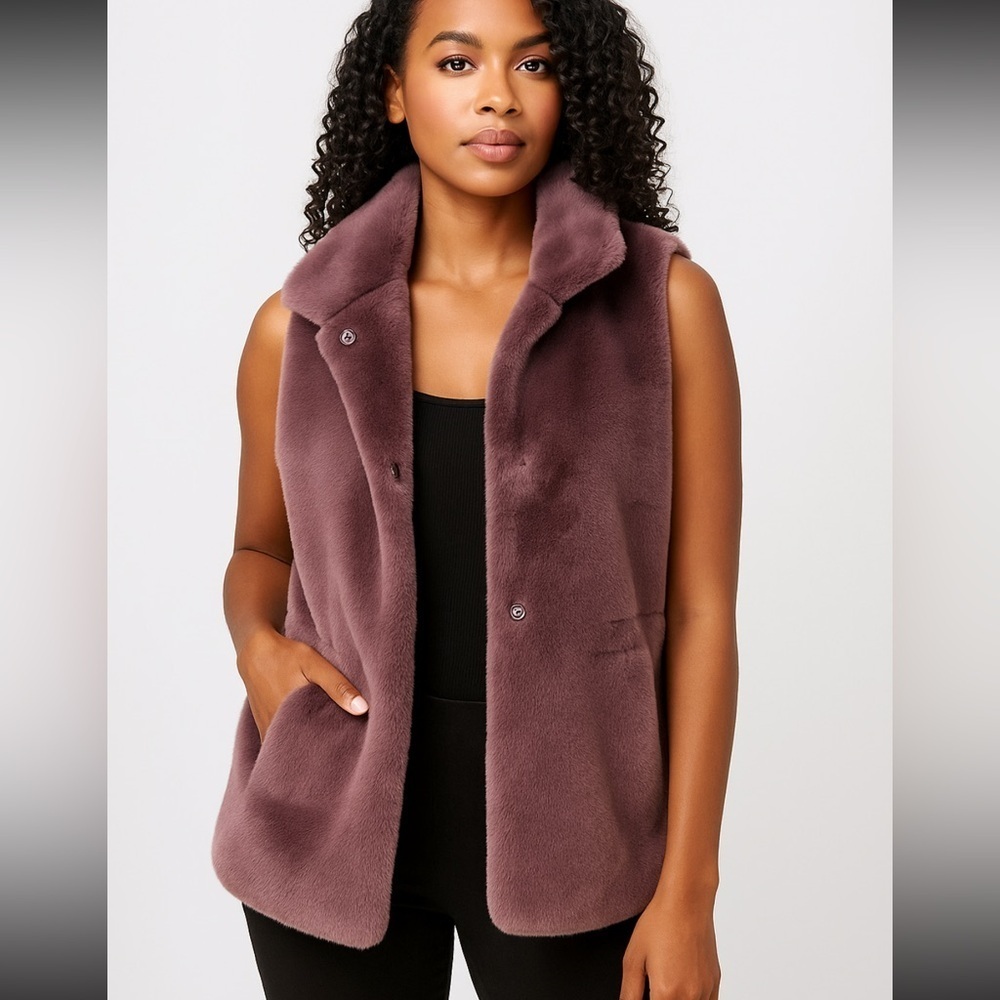 Anthropologie MolliOlli Eco Fur Soft Vest Mauve